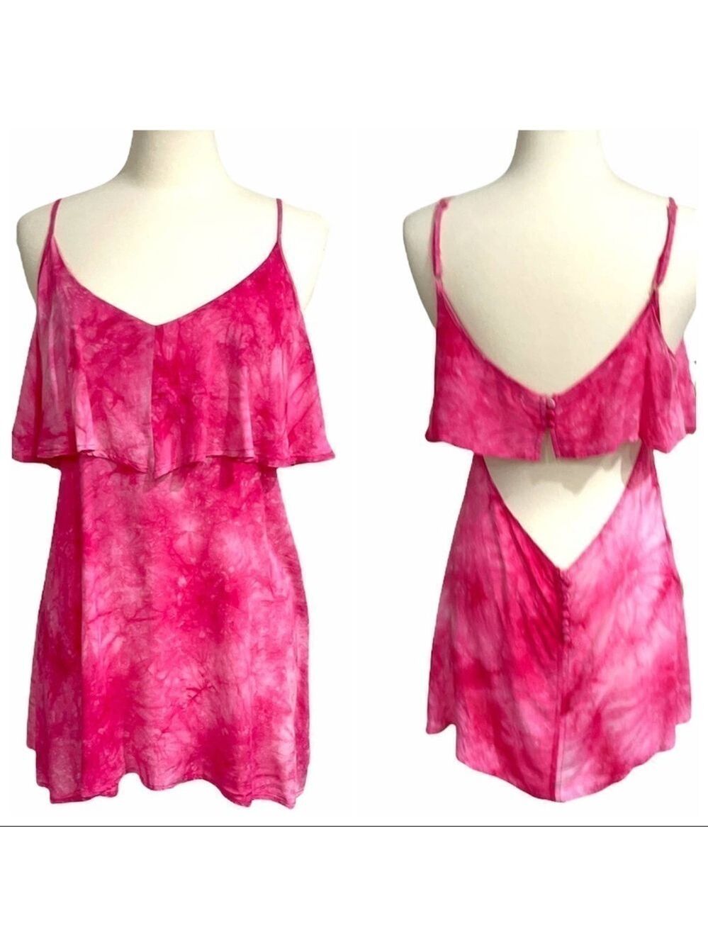 LF Millau Pink Tie Dye Low Back Mini Dress SZ S